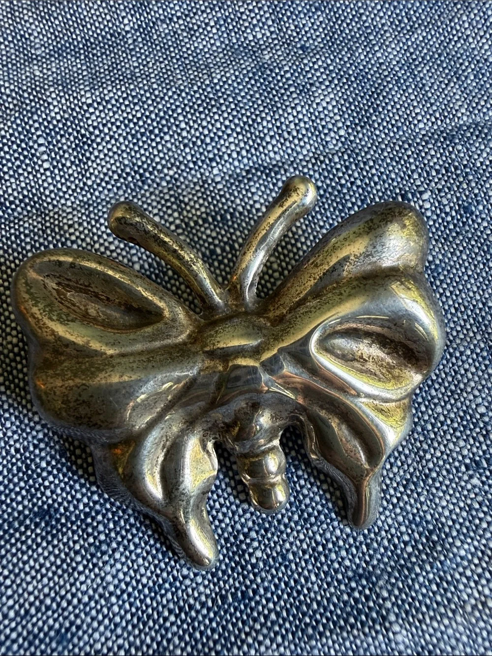 Vintage Taxco Mexico 925 Sterling Silver Butterfly Brooch Pendant Heavy 25g